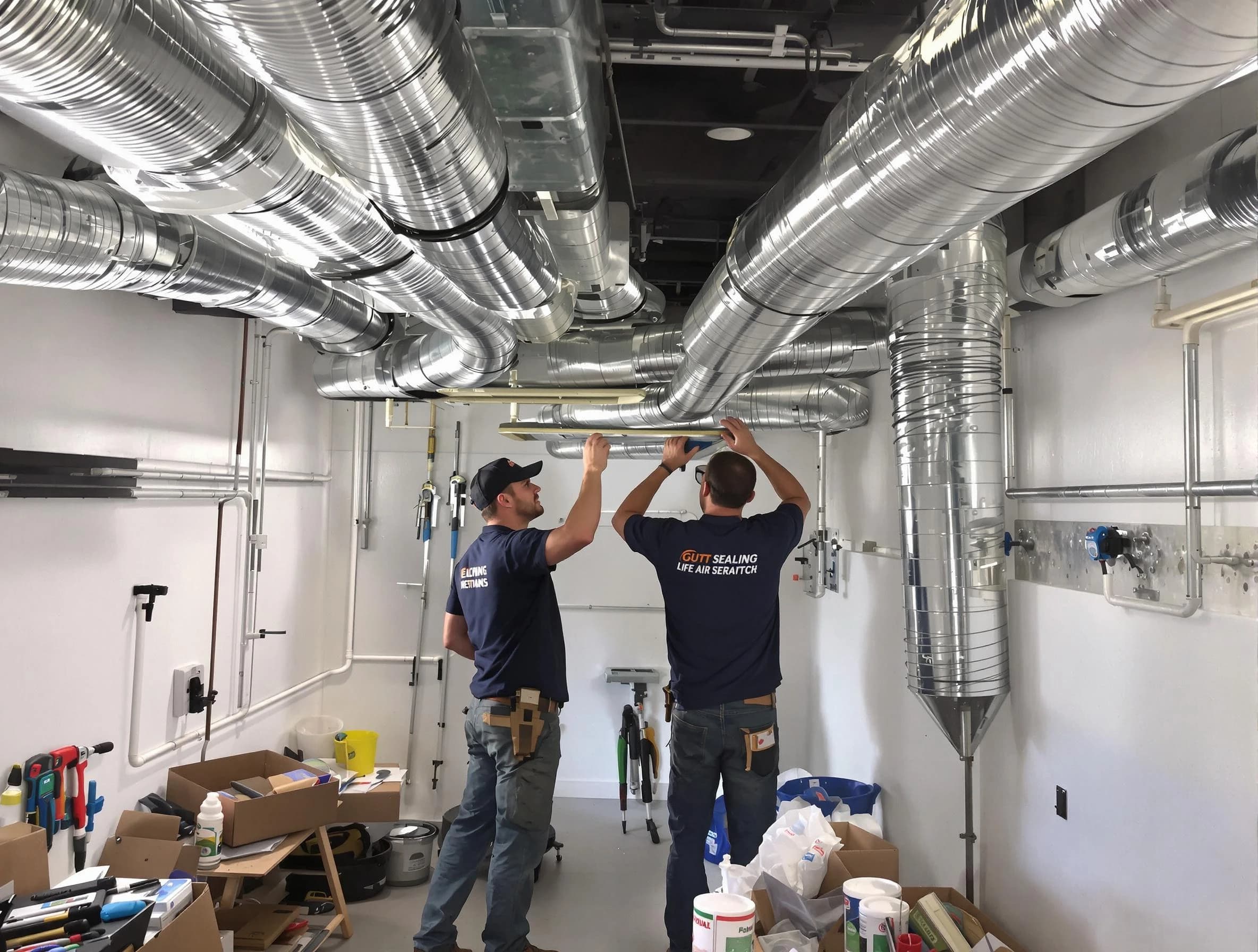 Westford Air Duct Cleaning technician applying professional duct sealing solutions in Westford