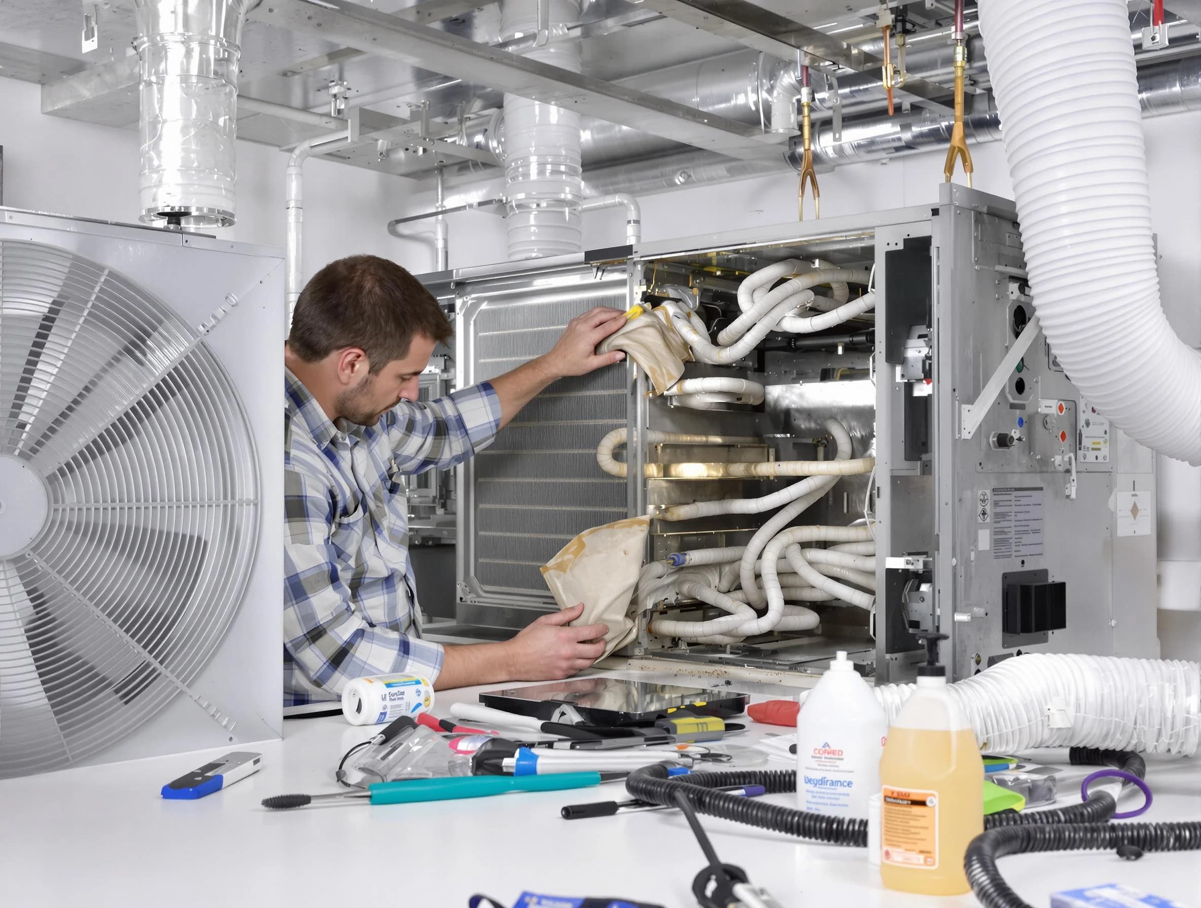 Westford Air Duct Cleaning specialist performing precision AC coil cleaning in Westford