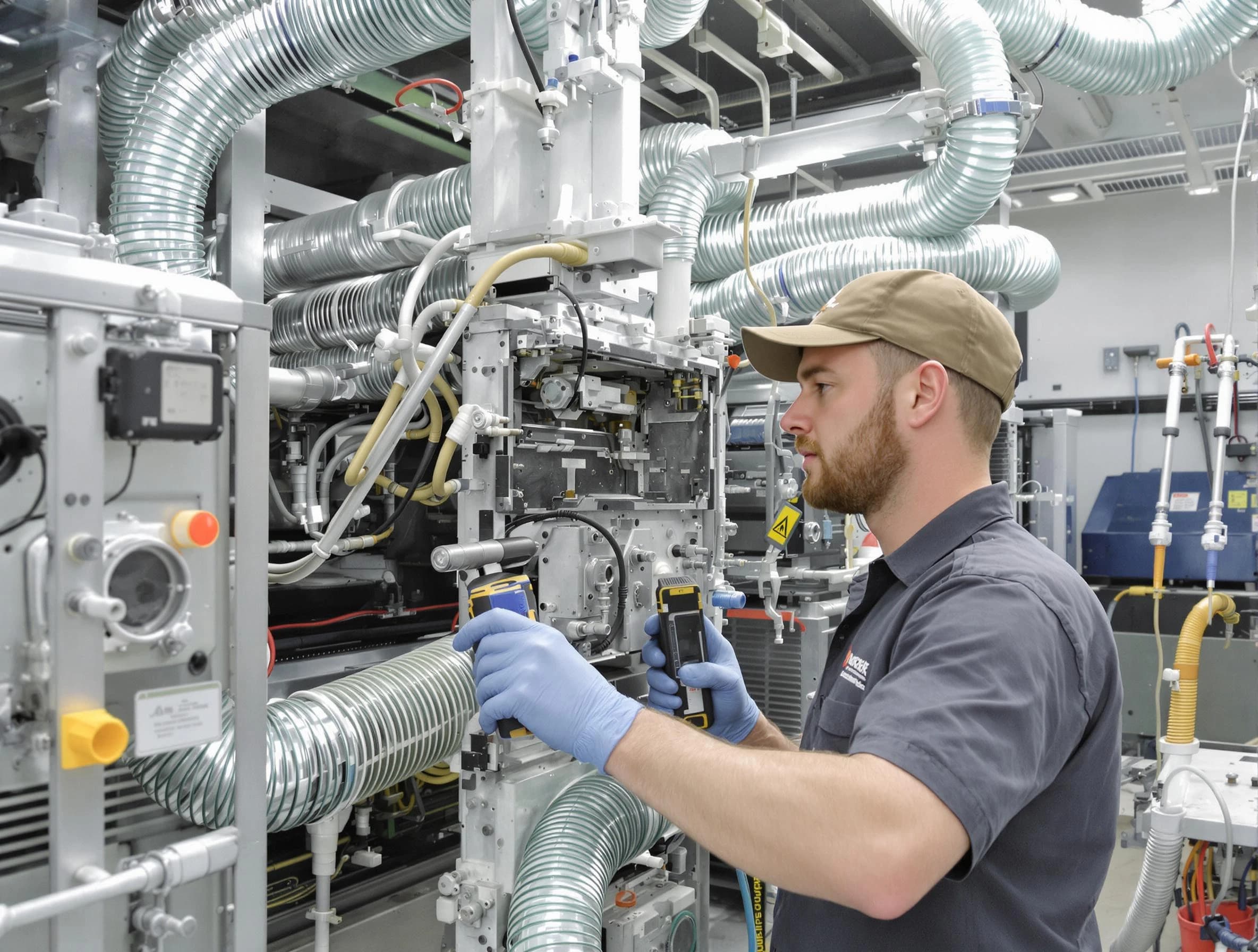 Westford Air Duct Cleaning technician performing precision commercial coil cleaning at a business facility in Westford