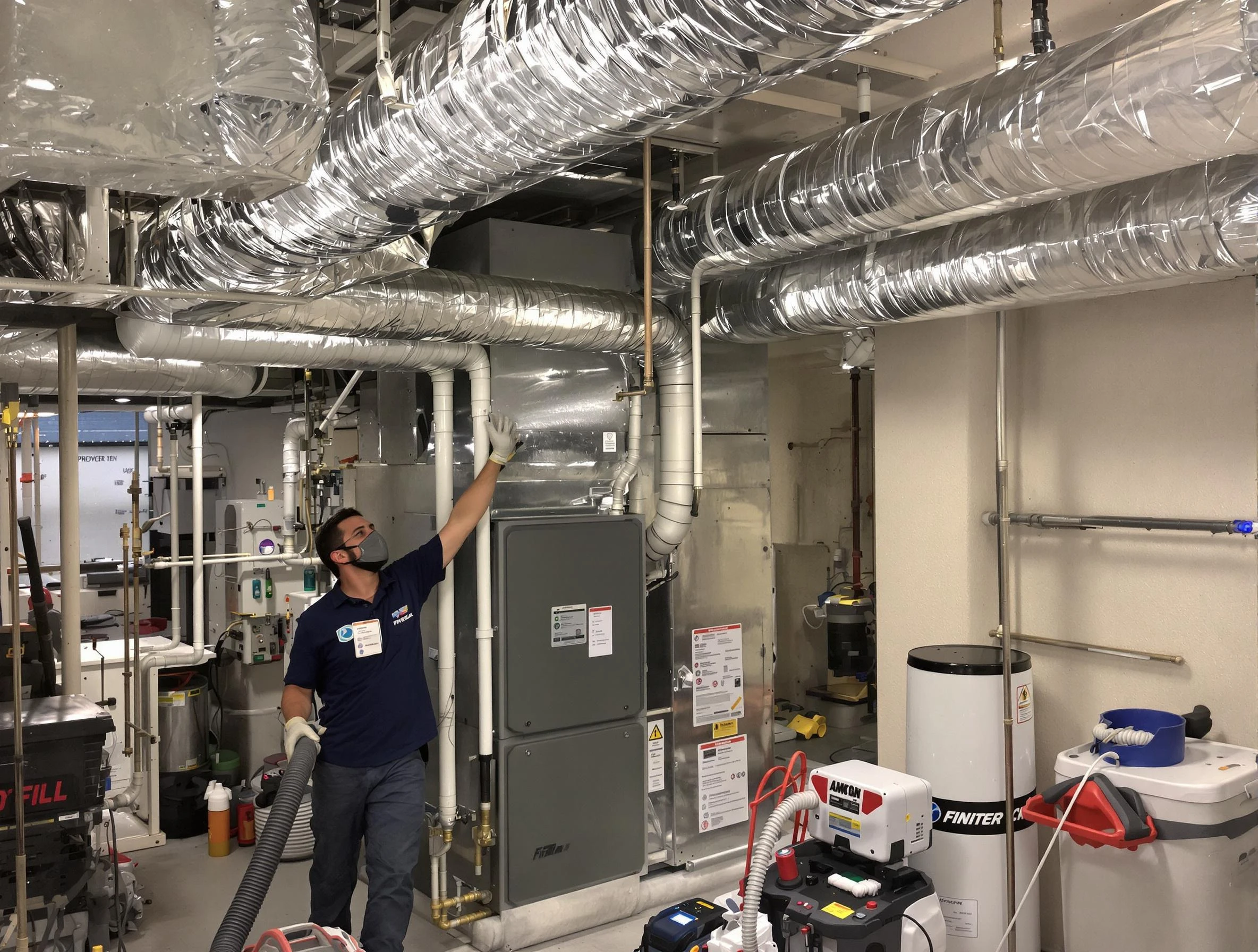 Westford Air Duct Cleaning specialist performing thorough furnace duct cleaning in a Westford residence