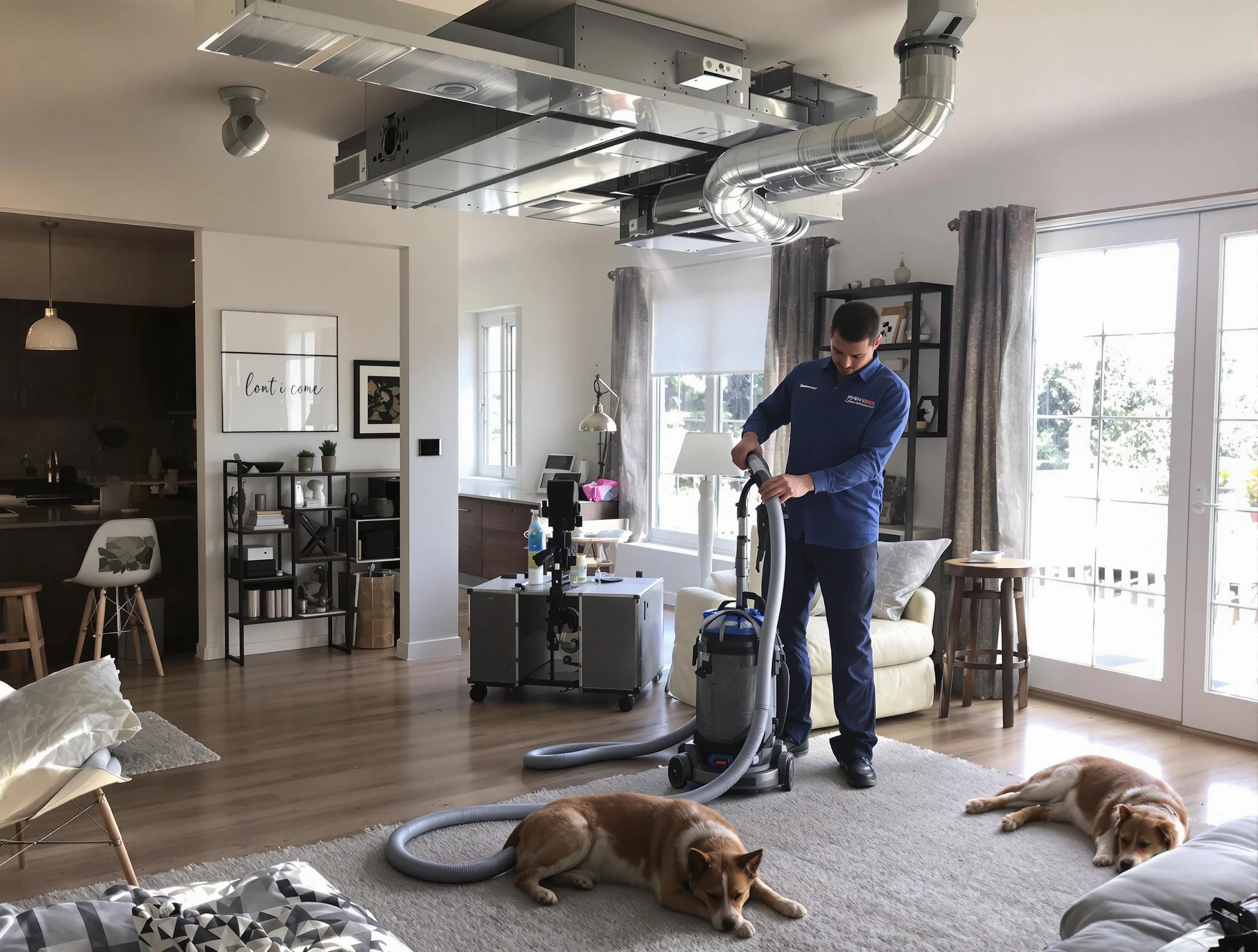 Westford Air Duct Cleaning technician performing detailed indoor duct cleaning for improved air quality in Westford