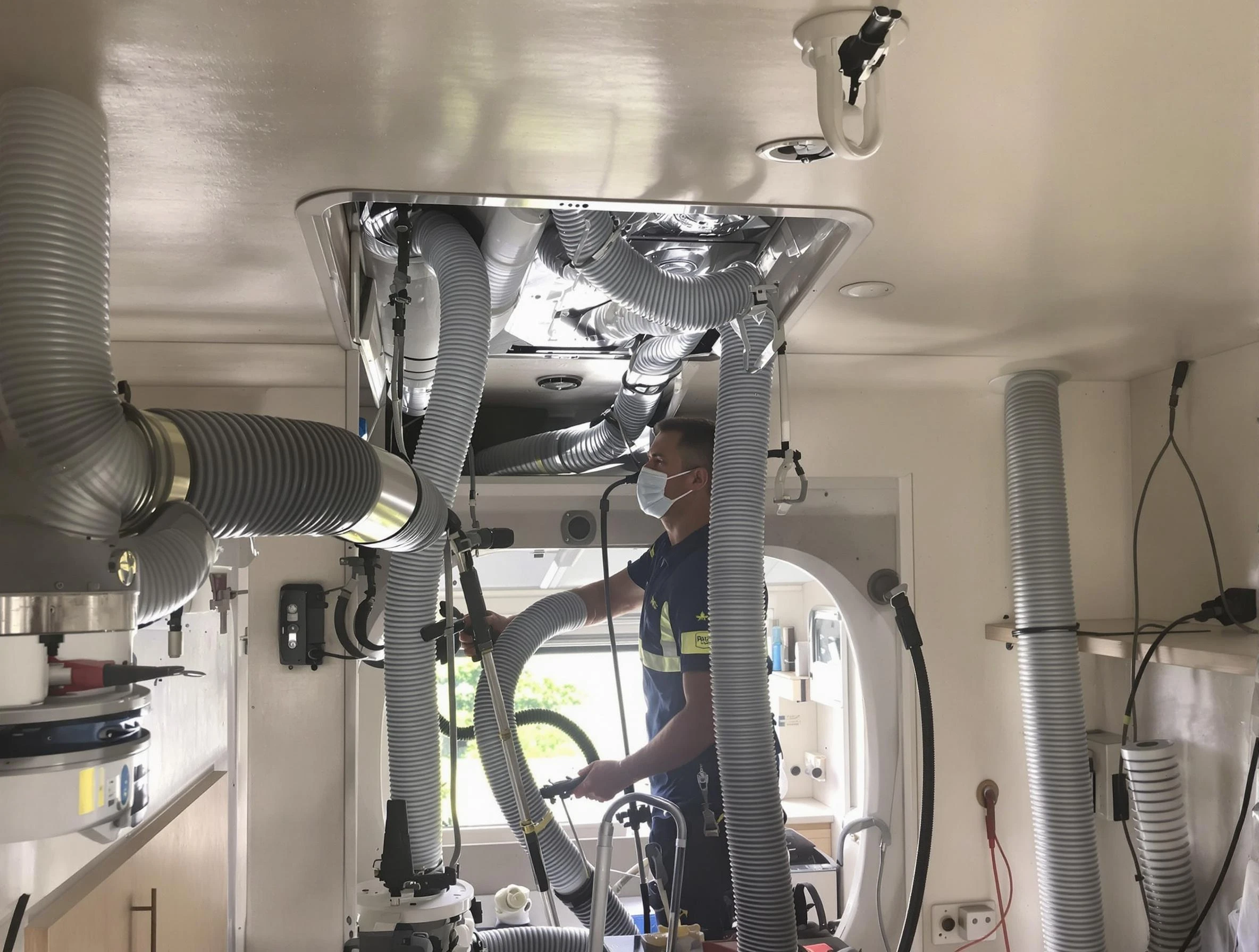 Westford Air Duct Cleaning specialist performing precise mobile home duct cleaning in Westford