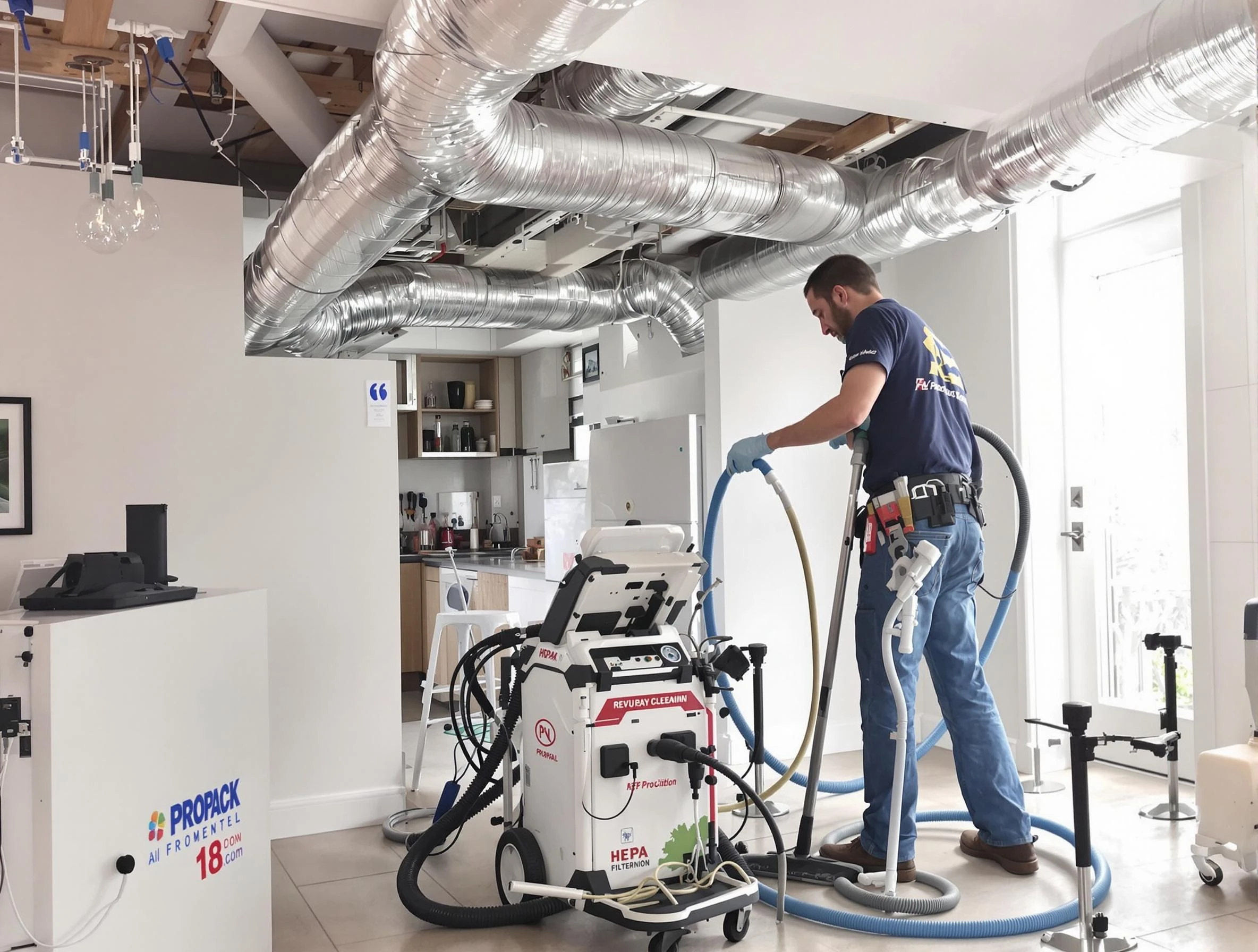 Westford Air Duct Cleaning technician performing advanced pure duct cleaning with specialized equipment in Westford